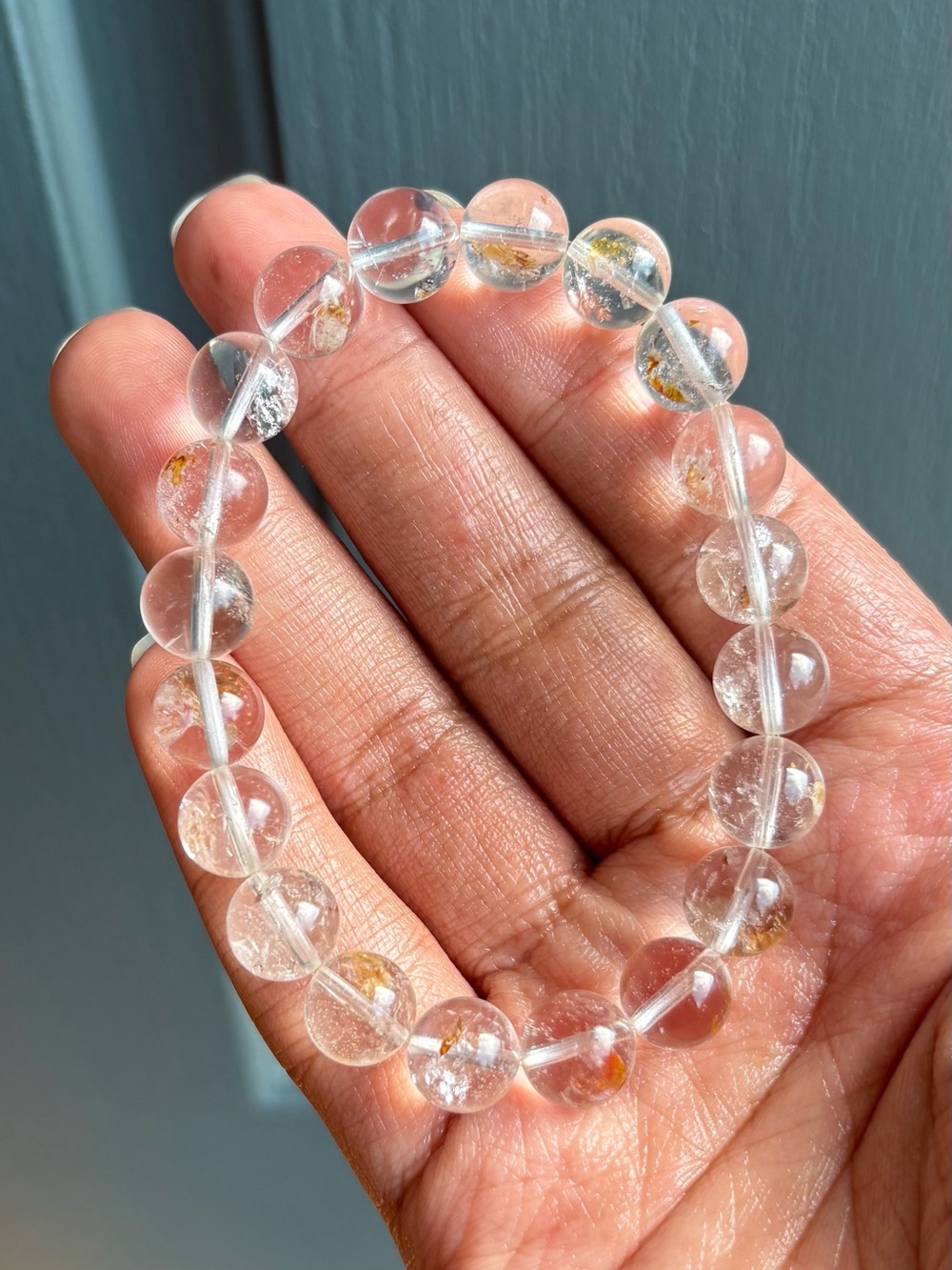 Clear Herkimer Diamond Crystal Bracelet 10.5mm